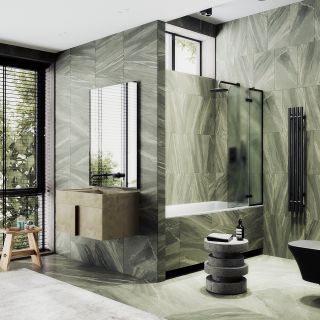 Шторка на ванну MaybahGlass MGV-920-6 99см чёрный